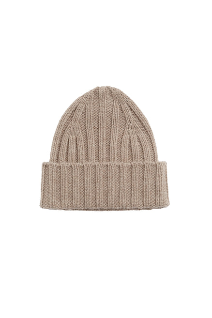 Warm-Oatmeal Wool-Cashmere Ribbed Hat