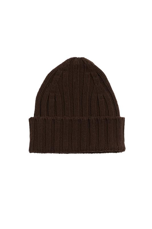 Chocolate Wool-Cashmere Ribbed Hat image 2