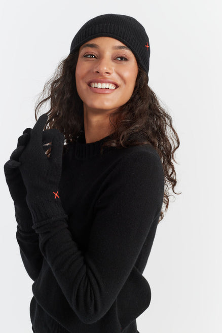 Women's Chinti and Parker Gloves Black Wool-Cashmere One Size