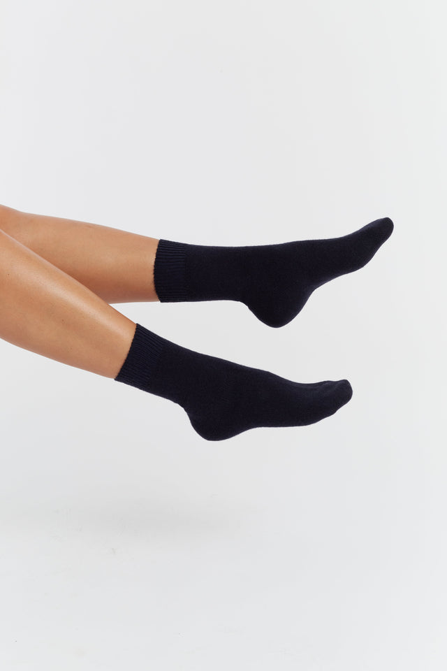 Navy Wool-Cashmere Socks image 1