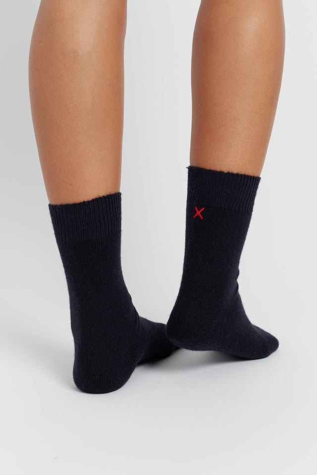 Navy Wool-Cashmere Socks image 3