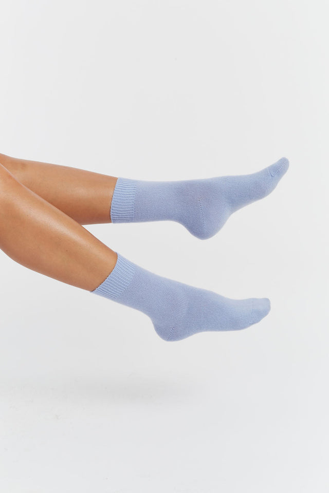 Washed-Blue Wool-Cashmere Socks image 1