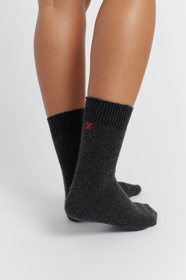 Charcoal Wool-Cashmere Socks image 3