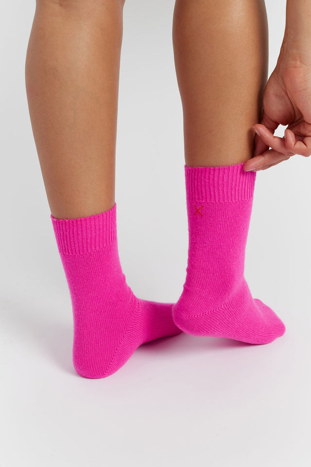 Fuchsia Wool-Cashmere Socks image 3