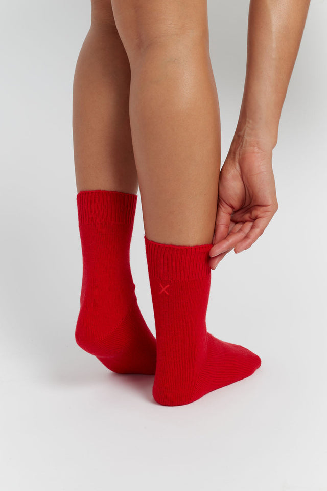 Velvet-Red Wool-Cashmere Socks image 3