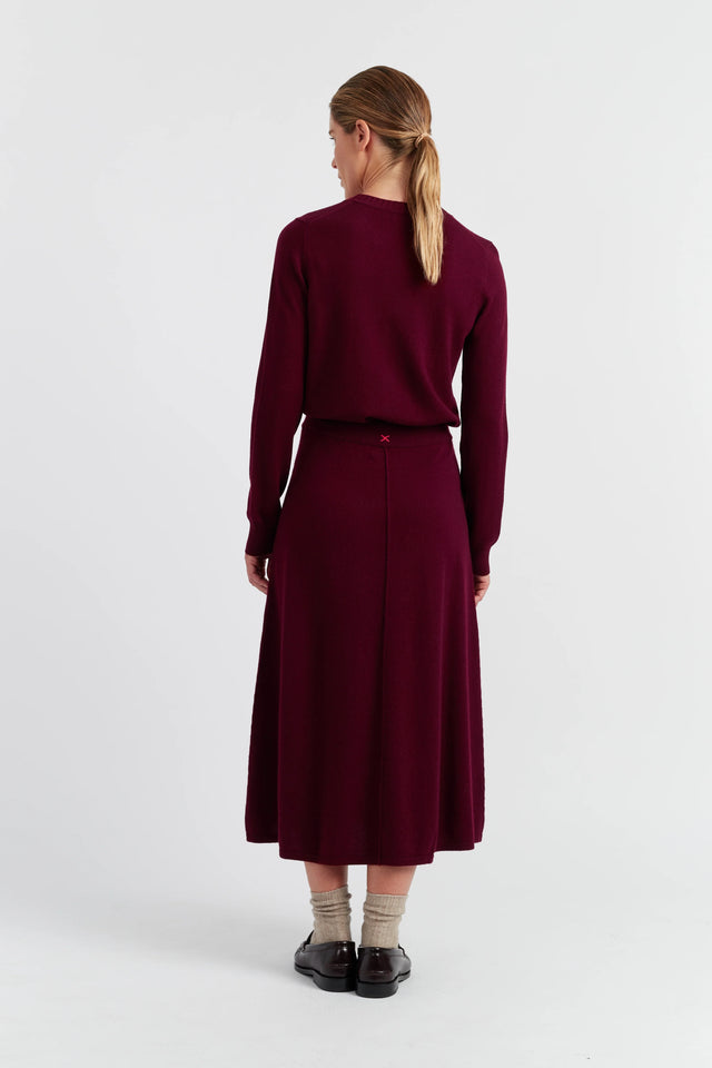 Claret Wool-Cashmere Midi Skirt image 3