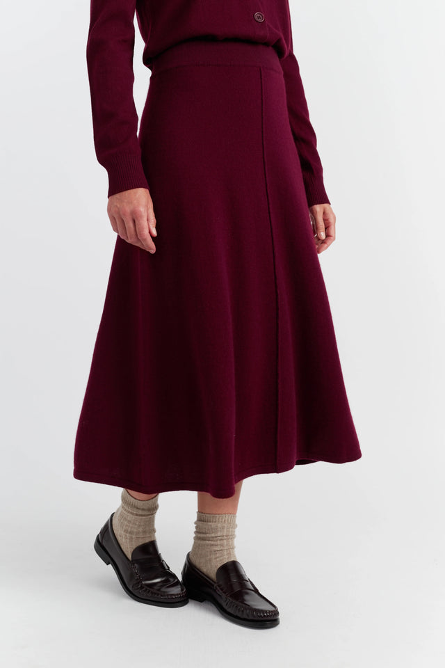 Claret Wool-Cashmere Midi Skirt image 2