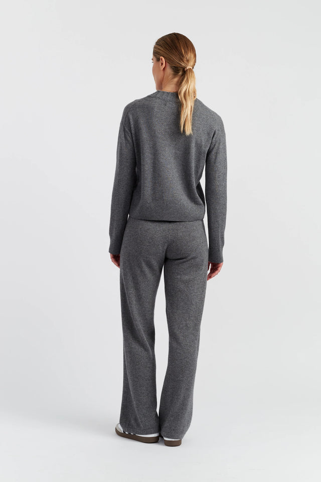 Grey Wool-Cashmere Ribbed V-neck Sweater image 3