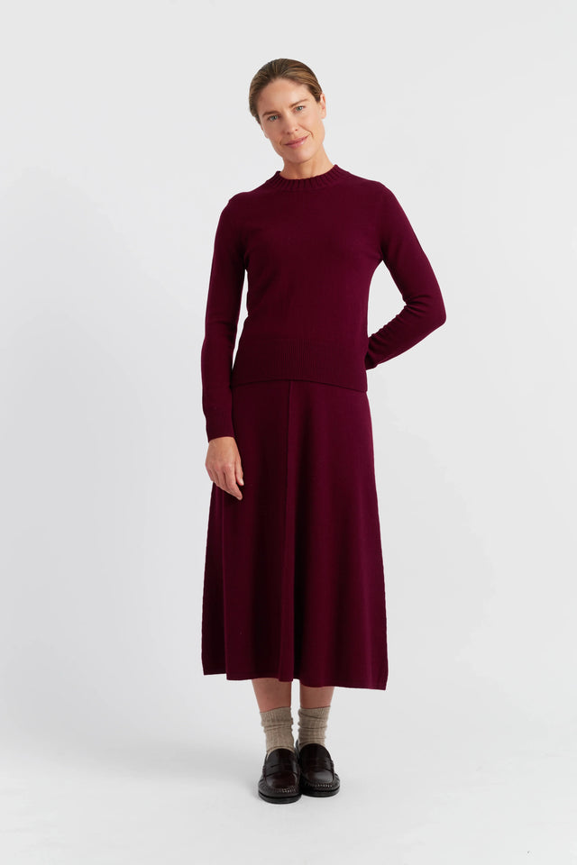 Claret Wool-Cashmere Cropped Sweater image 2