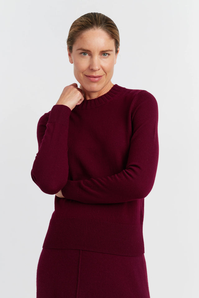 Claret Wool-Cashmere Cropped Sweater image 1