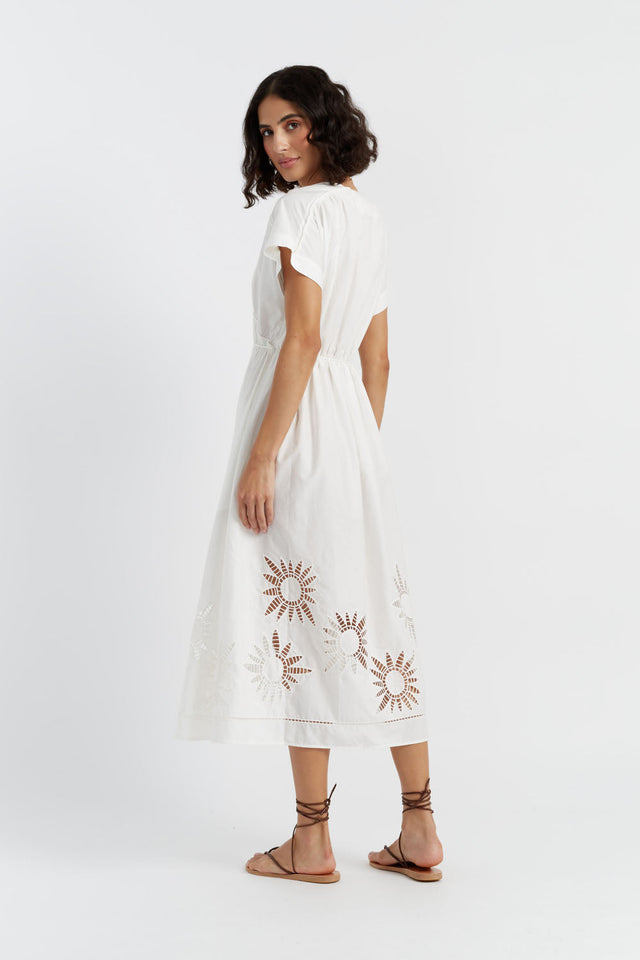 Cream Cotton-Lyocell Broderie Dress image 3