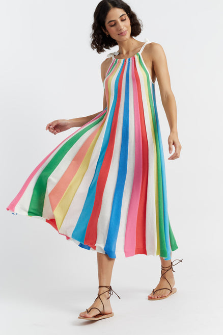 Rainbow Cotton Swing Dress