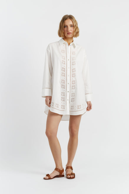 Women's Chinti and Parker Dress Cream Cotton-Lyocell Broderie Size UK 6-16