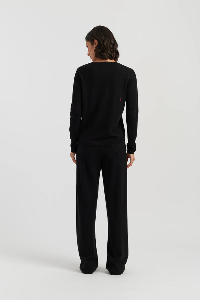 Black Wool-Cashmere Heart Breton Sweater image 3