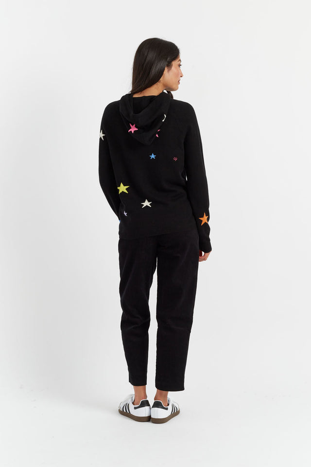 Black Wool-Cashmere Star Hoodie image 3