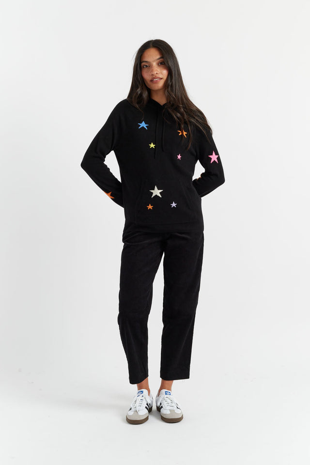 Black Wool-Cashmere Star Hoodie image 4