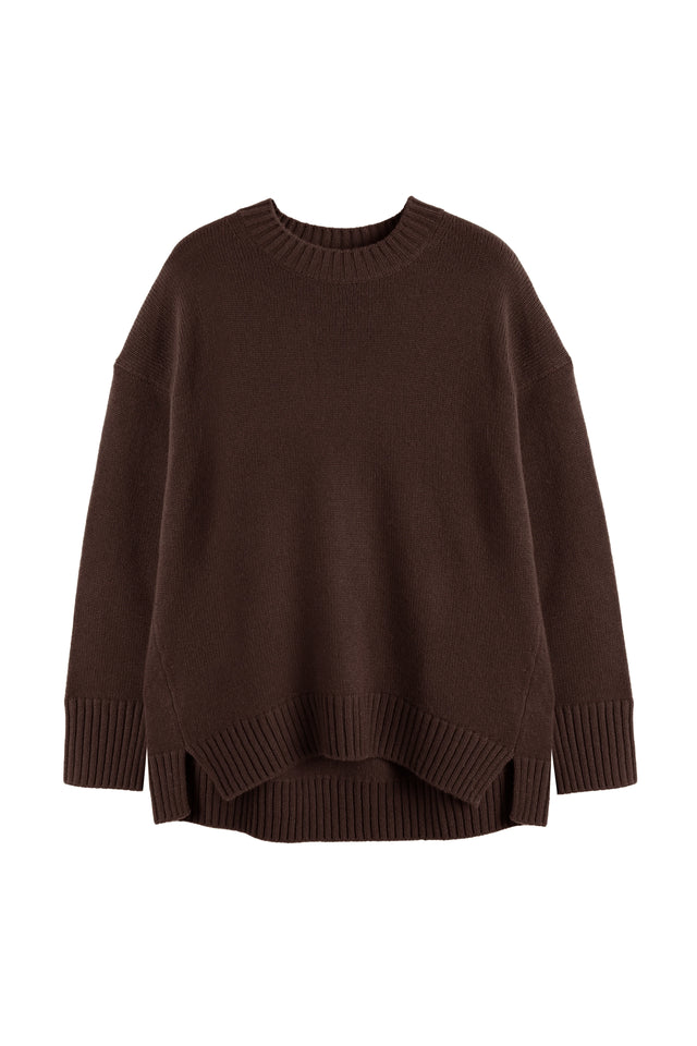 Chocolate Pure Cashmere Chunky Crew Neck Sweater image 4