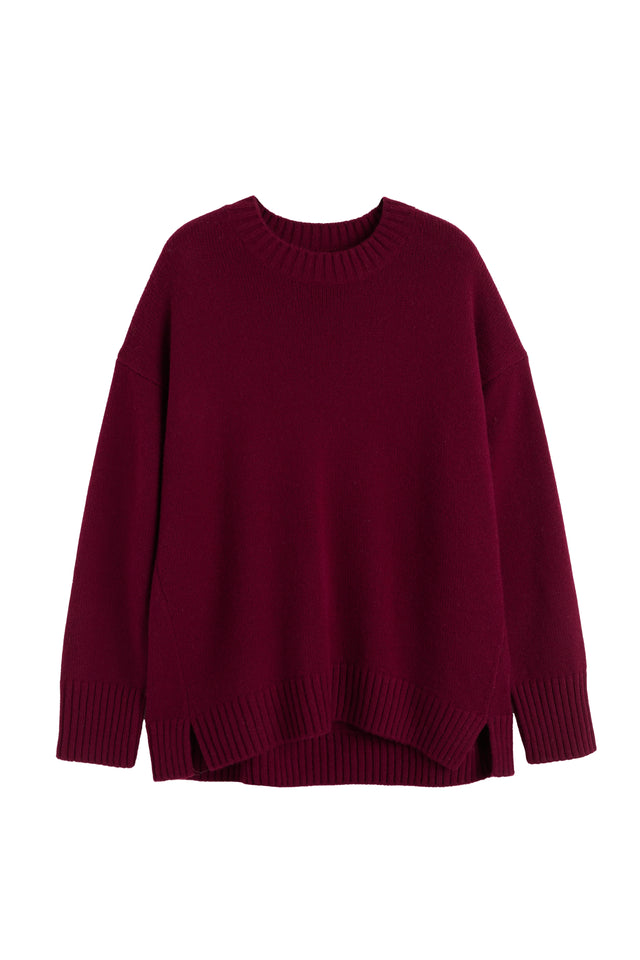 Claret Pure Cashmere Chunky Crew Neck Sweater image 4