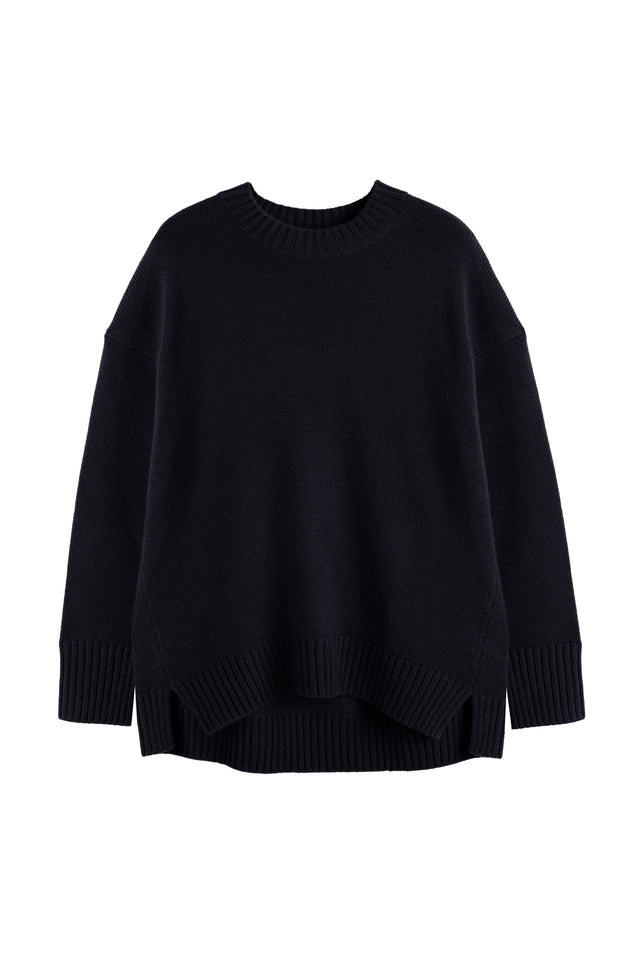 Navy Pure Cashmere Chunky Crew Neck Sweater image 4