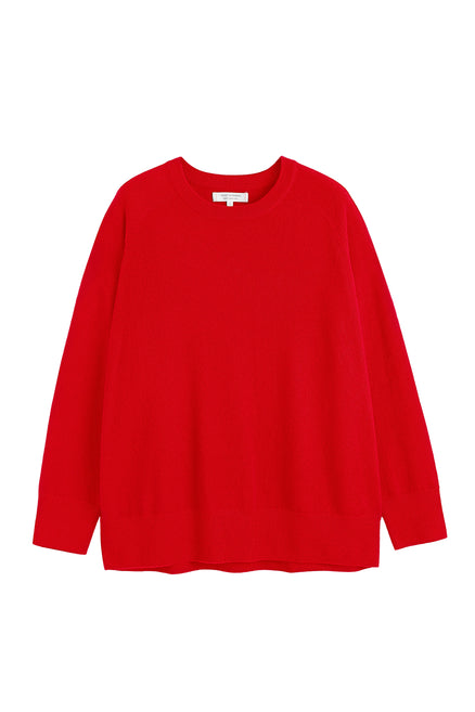 Velvet-Red Pure Cashmere Slouchy Sweater