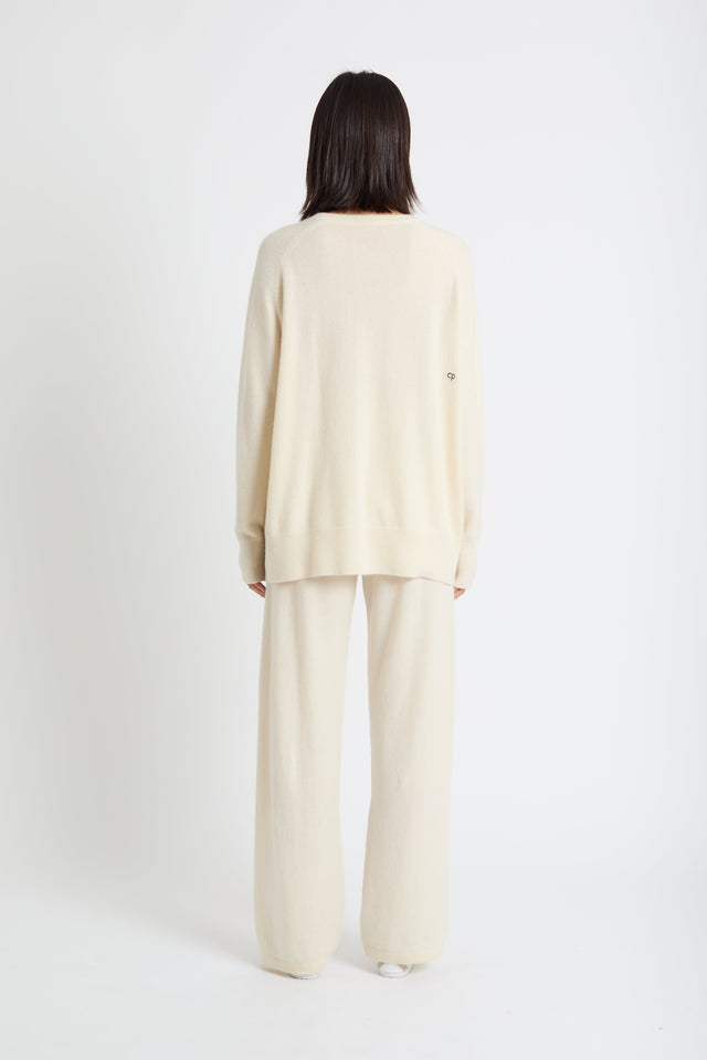 Cream Pure Cashmere Slouchy Sweater image 3