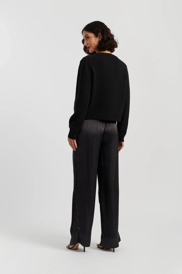 Black Pure Merino Jewelled Cable Cardigan image 3