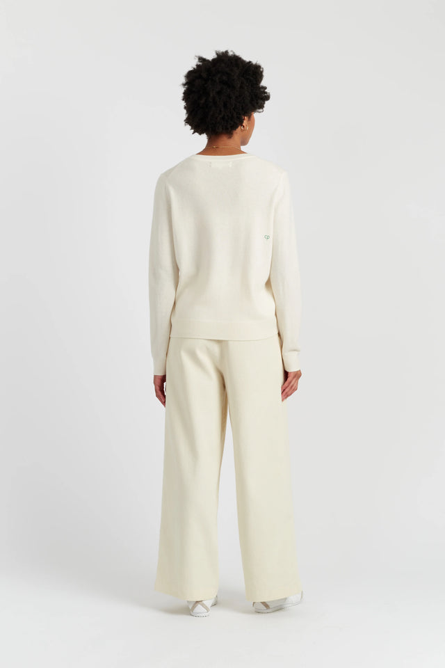 Cream Wool-Cashmere Candy Cane Sweater image 3