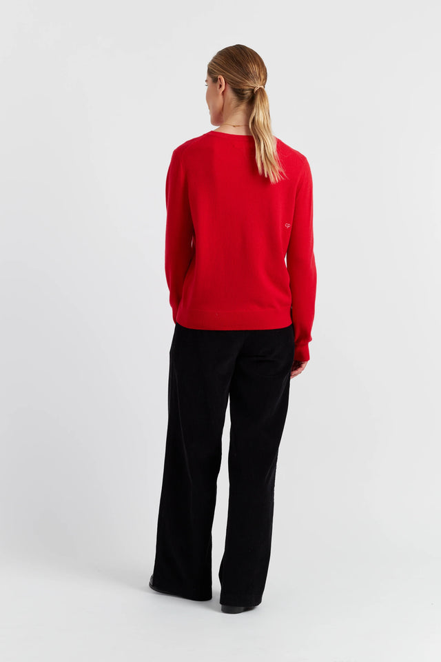 Velvet-Red Wool-Cashmere Candy Cane Sweater image 3