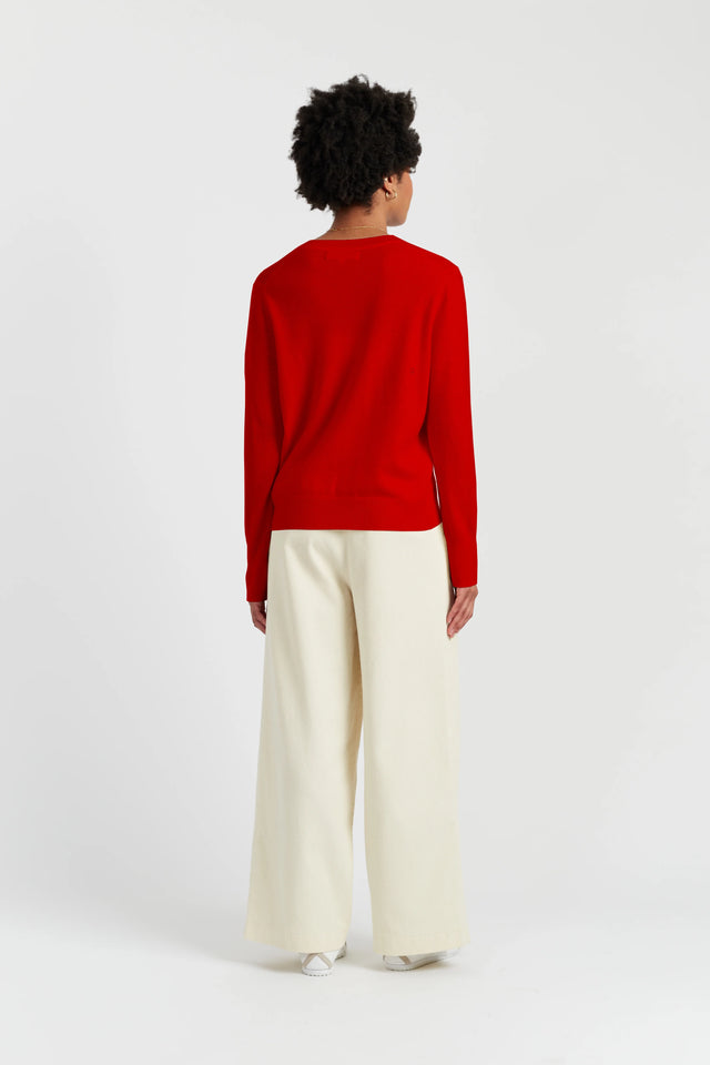 Velvet-Red Wool-Cashmere Xmas Tree Sweater image 3