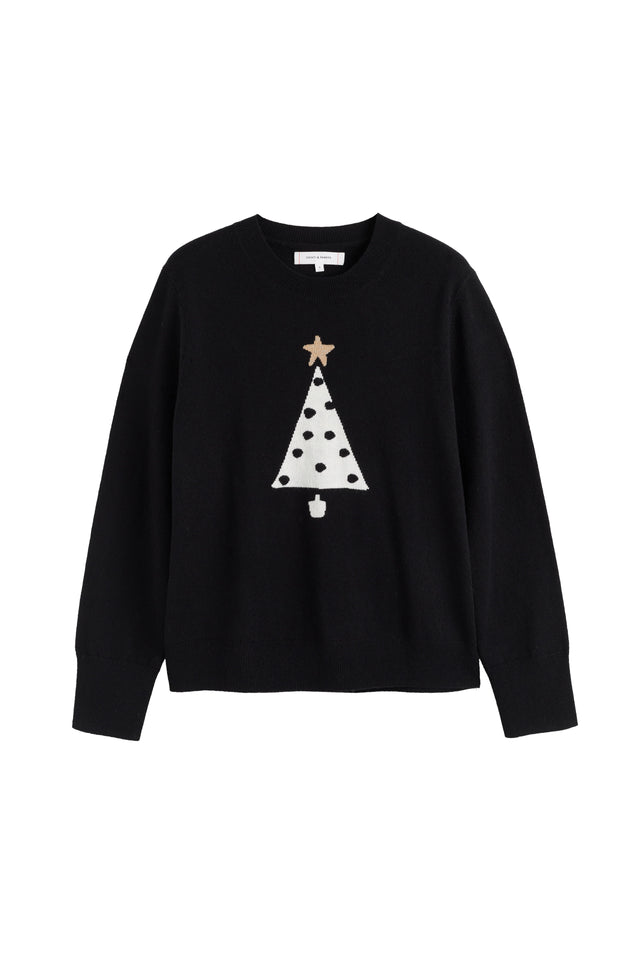 Black Wool-Cashmere Xmas Tree Sweater image 4