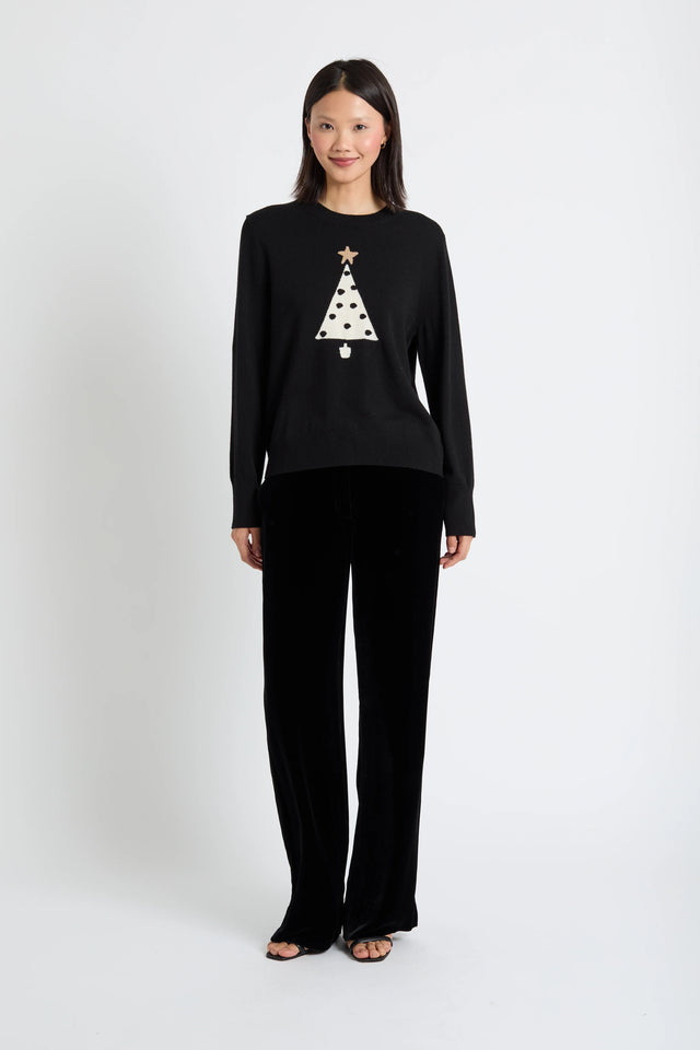 Black Wool-Cashmere Xmas Tree Sweater image 2