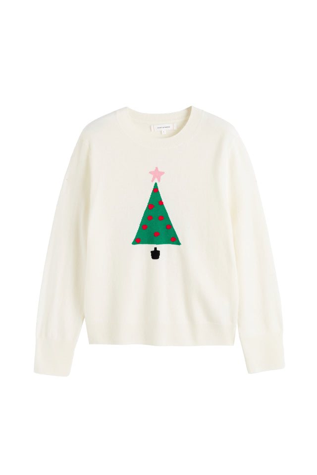 Cream Wool-Cashmere Xmas Tree Sweater image 4