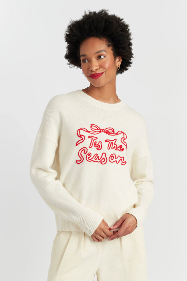 Cream Wool-Cashmere Tis The Season Sweater image 2