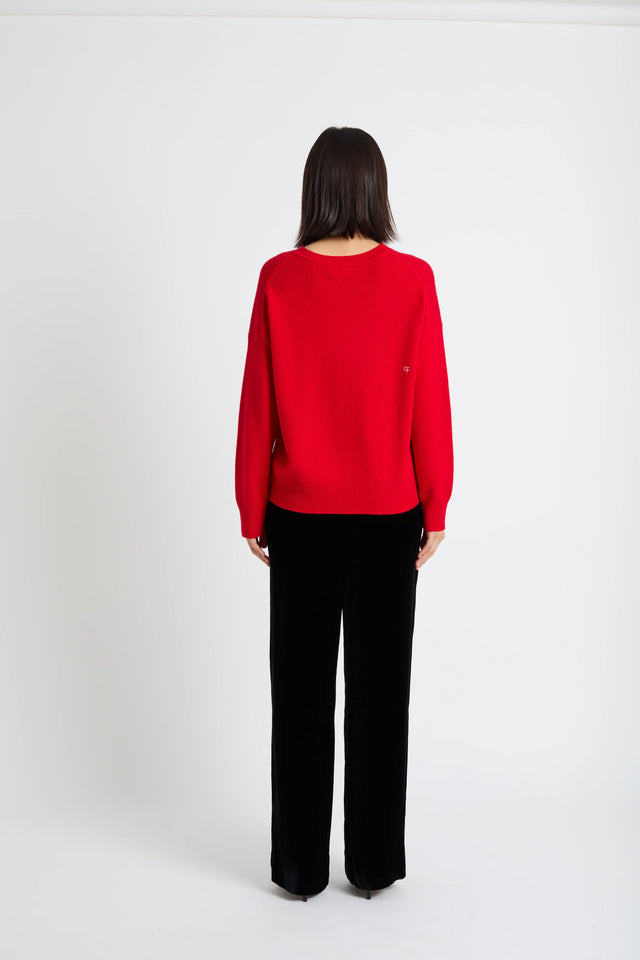 Velvet-Red Wool-Cashmere Tis The Season Sweater image 3