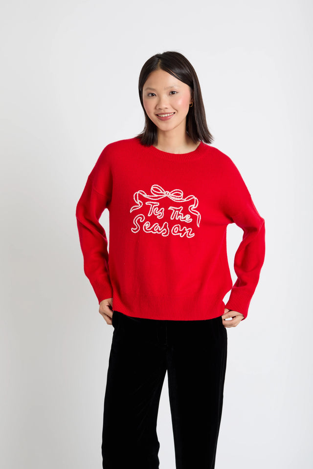 Velvet-Red Wool-Cashmere Tis The Season Sweater image 1