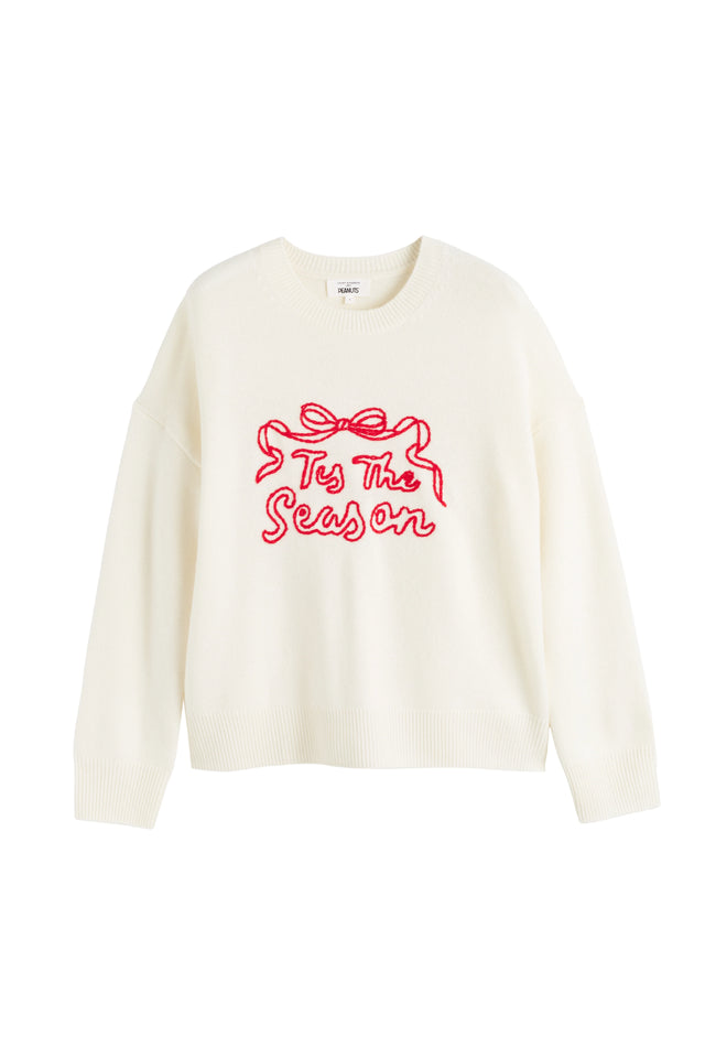 Cream Wool-Cashmere Tis The Season Sweater image 5