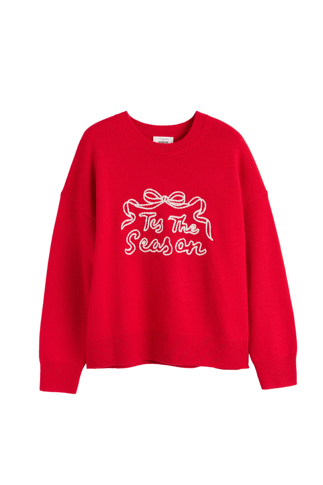 Velvet-Red Wool-Cashmere Tis The Season Sweater image 4