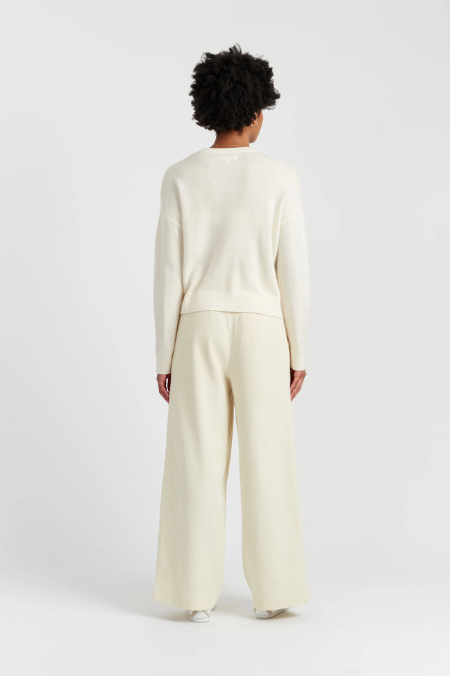 Cream Wool-Cashmere Velvet Bow Cardigan image 3