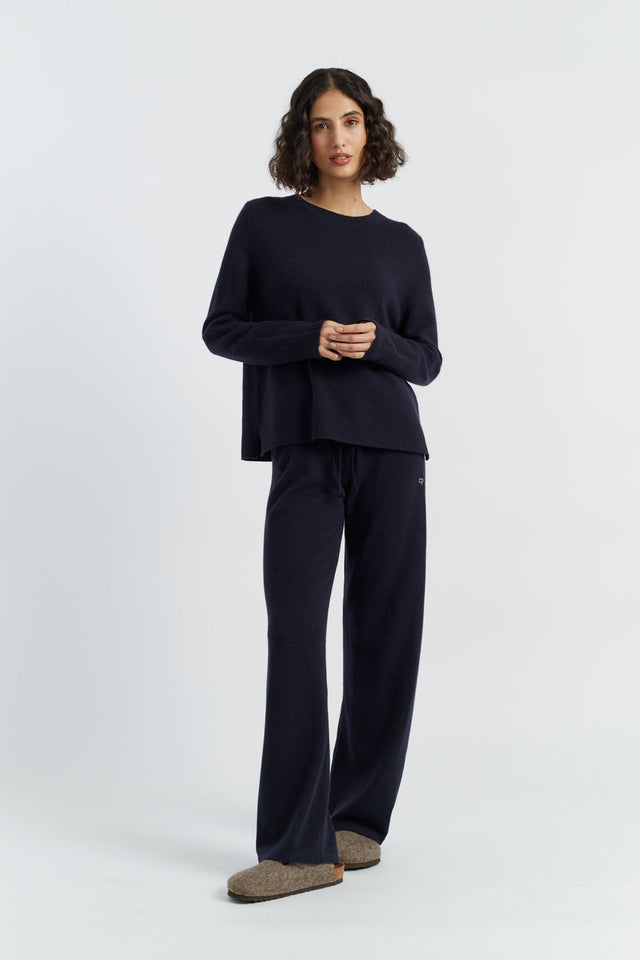 Navy Pure Cashmere Boxy Sweater image 6