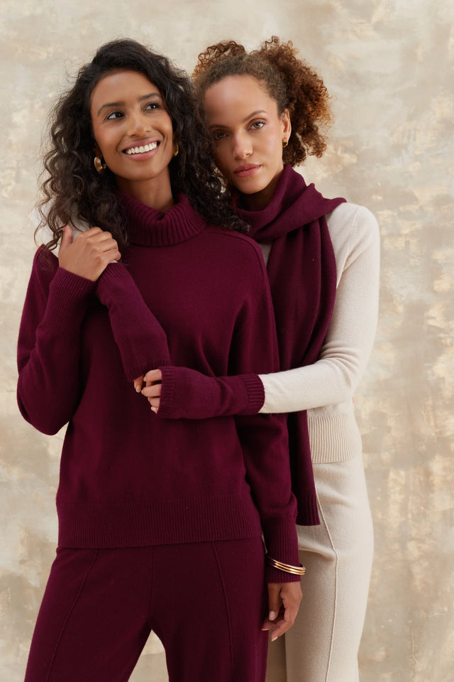 Claret Wool-Cashmere Relaxed Rollneck Sweater image 2