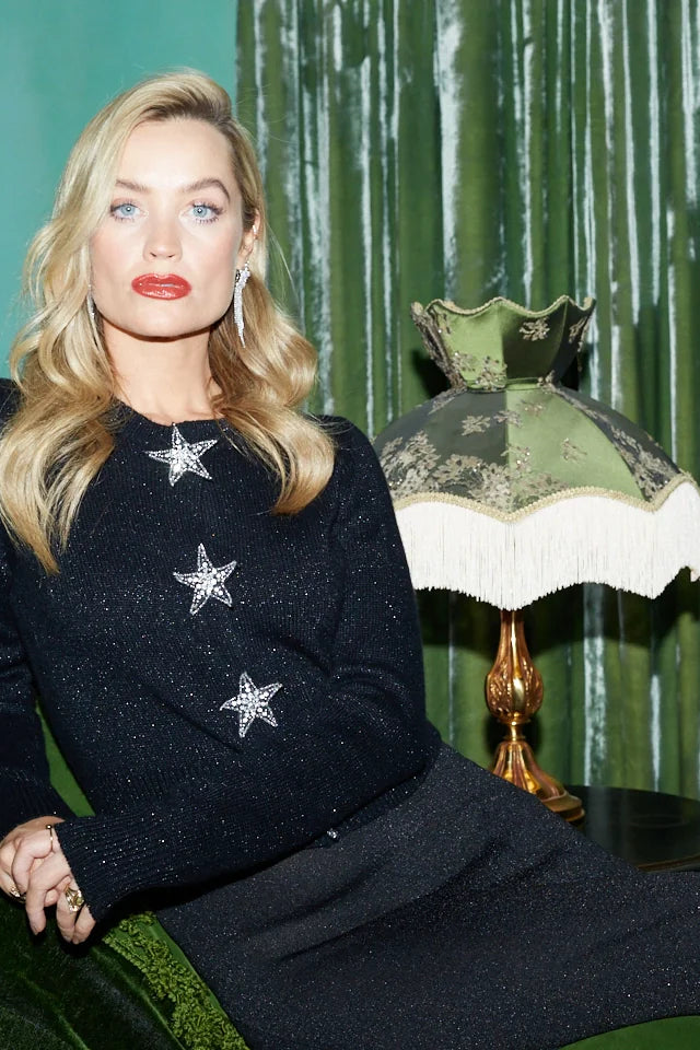 Black Wool-Cashmere Shooting Star Cardigan image 4