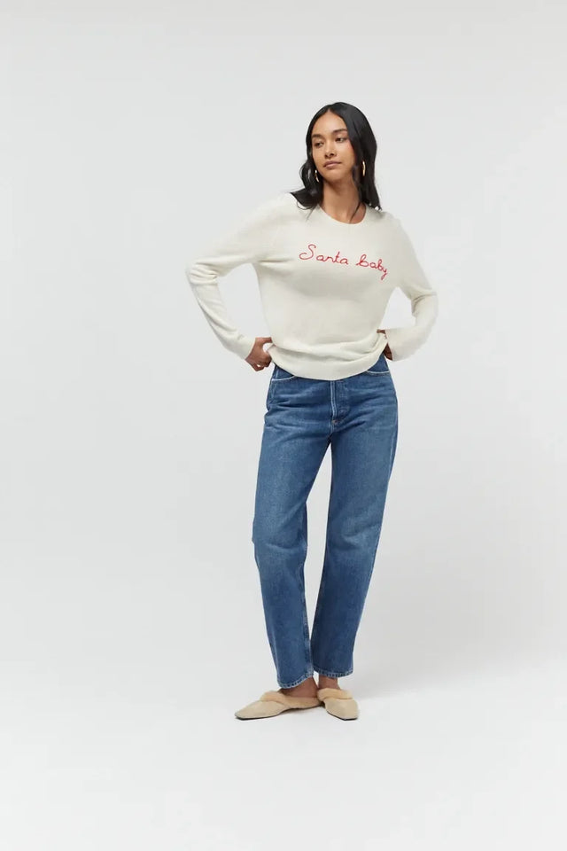 Cream Wool-Cashmere Santa Baby Sweater image 2