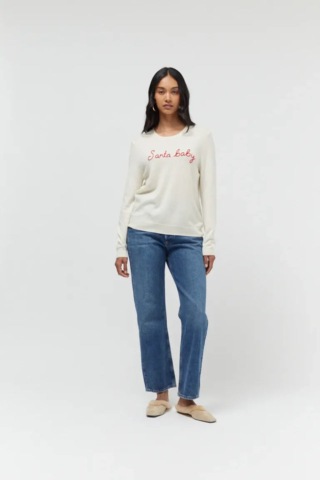 Cream Wool-Cashmere Santa Baby Sweater image 3