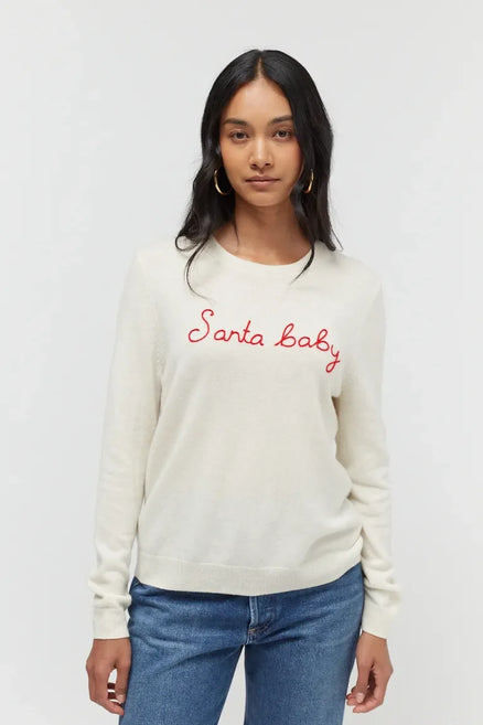 Cream Wool-Cashmere Santa Baby Sweater