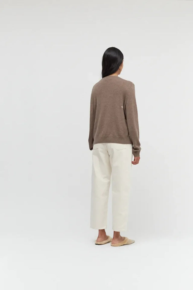 Oatmeal Wool-Cashmere Argyle Sweater image 3