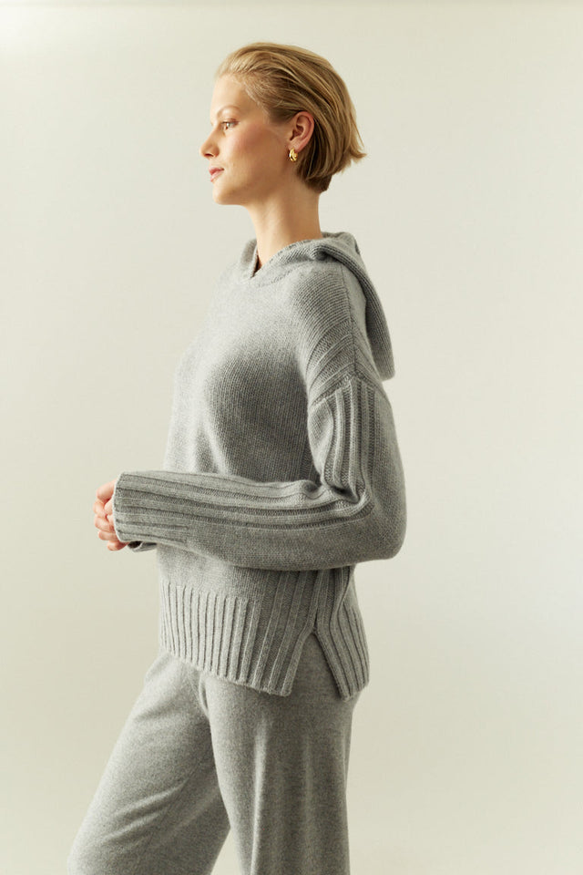 Grey Pure Cashmere Hoodie image 1