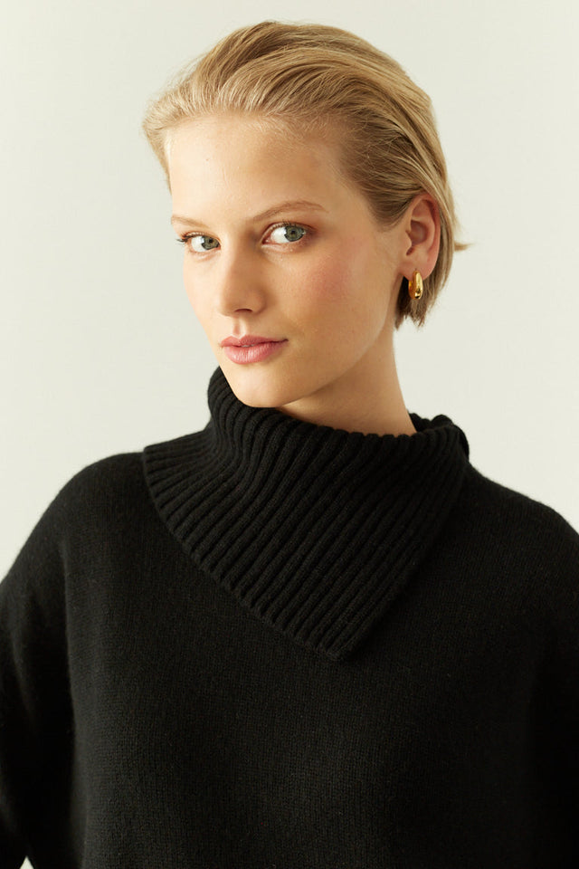 Black Cashmere Asymmetric Sweater image 4