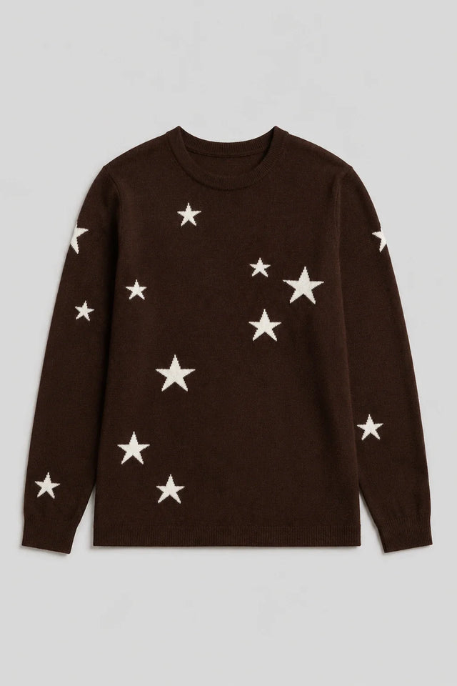 Chocolate Wool-Cashmere Star Sweater image 4