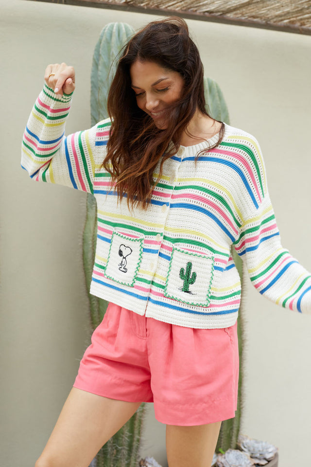 Cream Cotton Snoopy Vacation Cardigan image 7
