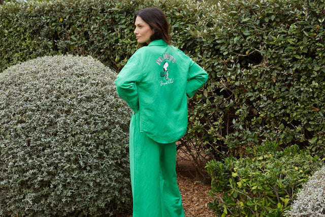 Green Linen-Cotton Peanuts Racquet Club Shirt image 4